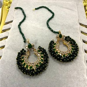 Gold Green Detail Desi Earring| Pakistani Jewelry | Indian Jewelry | South Asian